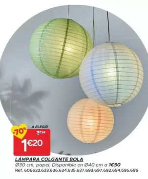 Oferta de Lampara Colgante Bola por 1,29€ en GiFi