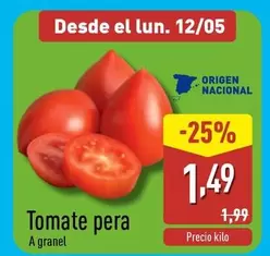 Oferta de Tomate Pera por 1,49€ en ALDI