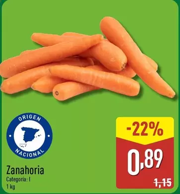 Oferta de Zanahoria por 0,89€ en ALDI