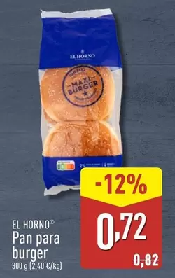 Oferta de El Horno - Pan Para Burger por 0,72€ en ALDI