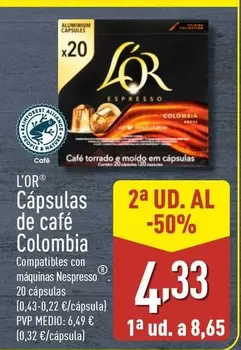 Oferta de Espresso - Capsulas De Cafe Colombia por 8,65€ en ALDI
