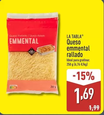 Oferta de Emmental - Queso  Rallado por 1,69€ en ALDI
