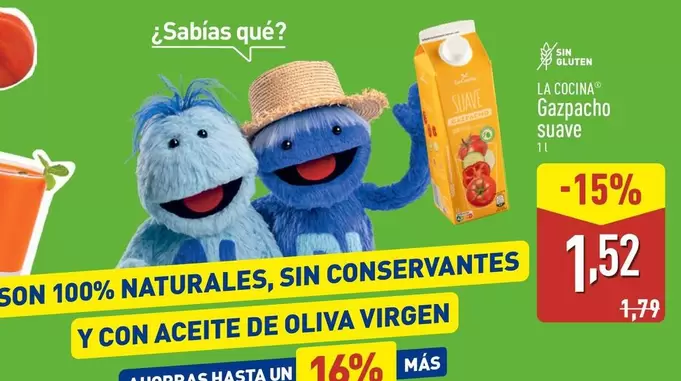 Oferta de La Cocina - Gazpacho Suave por 1,52€ en ALDI