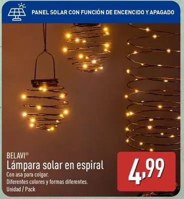 Oferta de Belavi - Lámpara Solar En Espiral por 4,99€ en ALDI