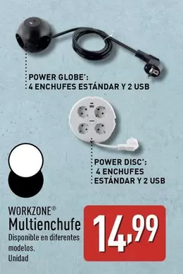 Oferta de Workzone Multienchufe por 14,99€ en ALDI