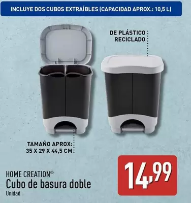 Oferta de Home - Cubo De Basura Doble por 14,99€ en ALDI