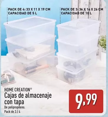 Oferta de Home - Cajas De Almacenaje Con Tapa por 9,99€ en ALDI