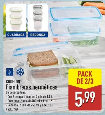 Oferta de Crofton - Fiambreras Hermeticas por 5,99€ en ALDI