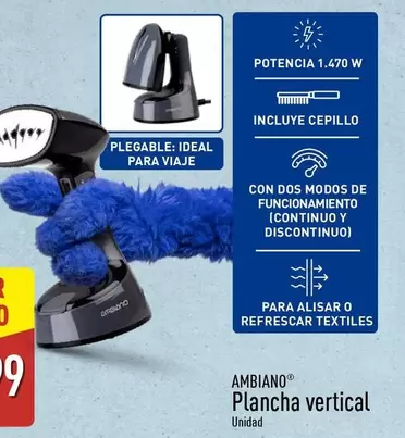 Oferta de Ambiano - Plancha Vertical por 19,99€ en ALDI