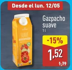 Oferta de Gazpacho Suave por 1,52€ en ALDI
