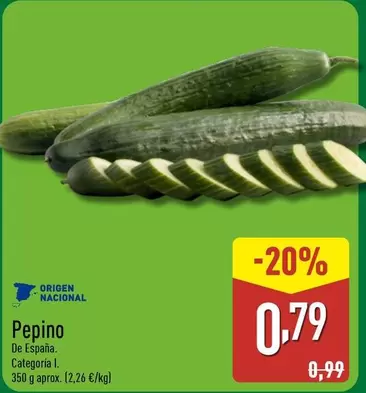 Oferta de Pepino por 0,79€ en ALDI