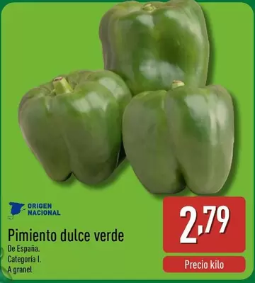 Oferta de Pimiento Dulce Verde por 2,79€ en ALDI