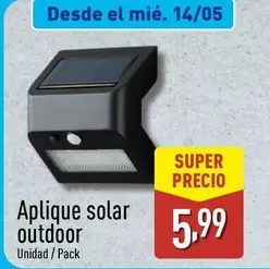 Oferta de Aplique Solar Outdoor por 5,99€ en ALDI