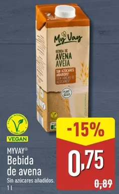 Oferta de Myvay - Bebida De Avena por 0,75€ en ALDI