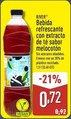 Oferta de River - Bebida Refrescante Con Extracto De Té Sabor Melocotón por 0,72€ en ALDI