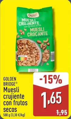 Oferta de Golden Bridge - Muesli Crujiente Con Frutos Secos por 1,65€ en ALDI