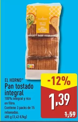 Oferta de El Horno - Pan Tostado Integral por 1,39€ en ALDI