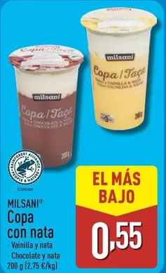 Oferta de Milsani - Copa Con Nata por 0,55€ en ALDI