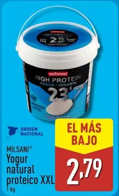 Oferta de Milsani - Yogur Natural Proteico XXL por 2,79€ en ALDI