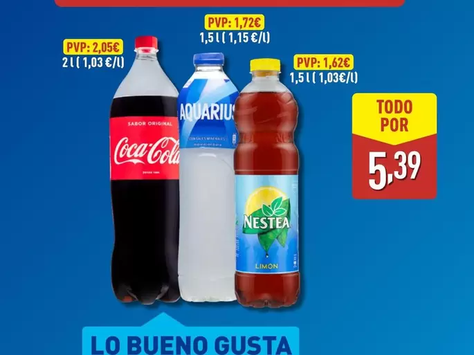 Oferta de  Coca-Cola/Aquarius/Nestea - Bebidas por 5,39€ en ALDI