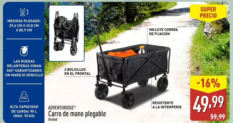 Oferta de Adventuridge - Carro De Mano Plegable por 49,99€ en ALDI