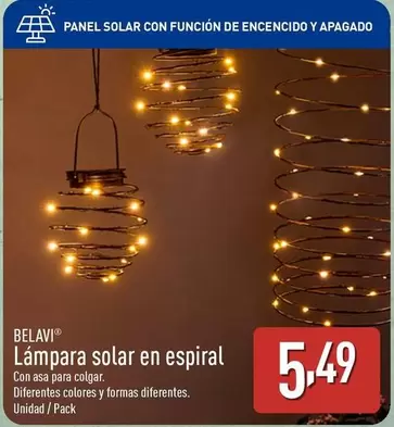 Oferta de Belavi - Lámpara Solar En Espiral  por 5,49€ en ALDI