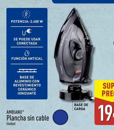 Oferta de Ambiano - Plancha Sin Cable por 19,99€ en ALDI