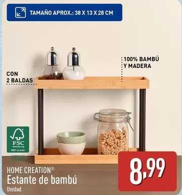 Oferta de Home Creation - Estante De Bambu por 8,99€ en ALDI