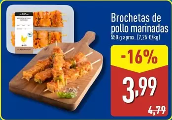 Oferta de Brochetas De Pollo Marinadas por 3,99€ en ALDI