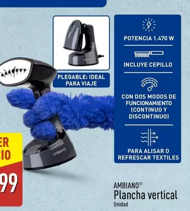 Oferta de Ambiano - Plancha Vertical por 19,99€ en ALDI