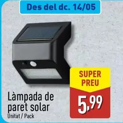 Oferta de Làmpada De Paret Solar  por 5,99€ en ALDI