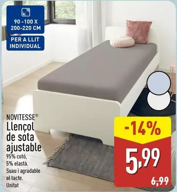 Oferta de Novitesse - Llencol De Sota Ajustable por 5,99€ en ALDI