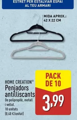 Oferta de Home Creation - Penjadors Antilliscants por 3,99€ en ALDI