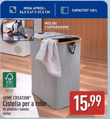 Oferta de Home Creation - Cistella Per A Roba por 15,99€ en ALDI