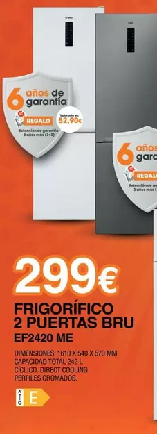 Oferta de Bru - Frigorífico 2 Puertas  por 299€ en Expert
