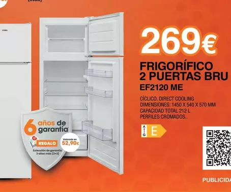 Oferta de Bru - Frigorífico 2 Puertas  por 269€ en Expert