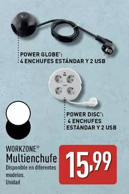 Oferta de Workzone - Multienchufe por 15,99€ en ALDI