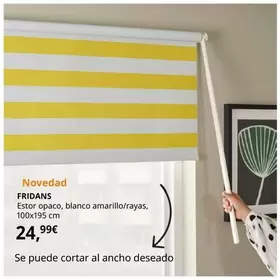 Oferta de Fridans - Estor Opaco, Blanco Amarillo/Rayas, 100x195 Cm por 24,99€ en IKEA