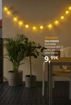 Oferta de Solvinden - Guirnalda Luminosa LED 12 Luces, Exterior/a Pilas Blanco por 9,99€ en IKEA