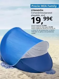 Oferta de Strandon - Cortavientos/Parasol Plegable, Azul por 19,99€ en IKEA