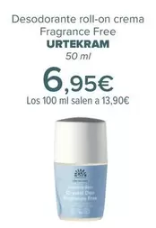 Oferta de Urtekram - Desodorante Roll-on Crema Fragrance Free   por 6,95€ en Carrefour
