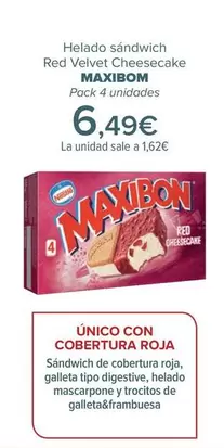 Oferta de Maxibon - Helado Sándwich Red Velvet Cheesecake por 6,49€ en Carrefour