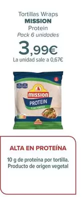 Oferta de Mission - Tortillas Wraps Protein por 3,99€ en Carrefour