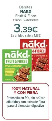 Oferta de Nakd - Barritas Fruit & Fibre por 3,39€ en Carrefour