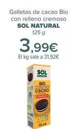 Oferta de Sol Natural - Galletas De Cacao Bio  Con Relleno Cremoso por 3,99€ en Carrefour