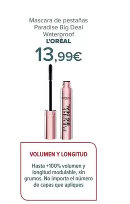Oferta de L'Oréal - Mascara De Pestañas Paradise Big Deal Waterproof por 13,99€ en Carrefour