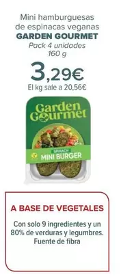 Oferta de Garden Gourmet - Mini Hamburguesas De Espinacas Veganas   por 3,29€ en Carrefour