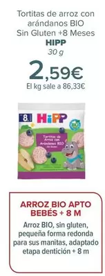 Oferta de Hipp - Tortitas De Arroz Con Arándanos Bio  Sin Gluten +8 Meses  por 2,59€ en Carrefour