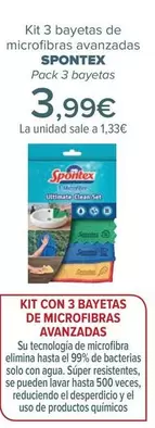 Oferta de Spontex - Kit 3 Bayetas De Microfibras Avanzadas  por 3,99€ en Carrefour