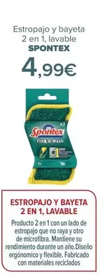 Oferta de Spontex - Estropajo Y Bayeta 2 En 1 Lavable por 4,99€ en Carrefour